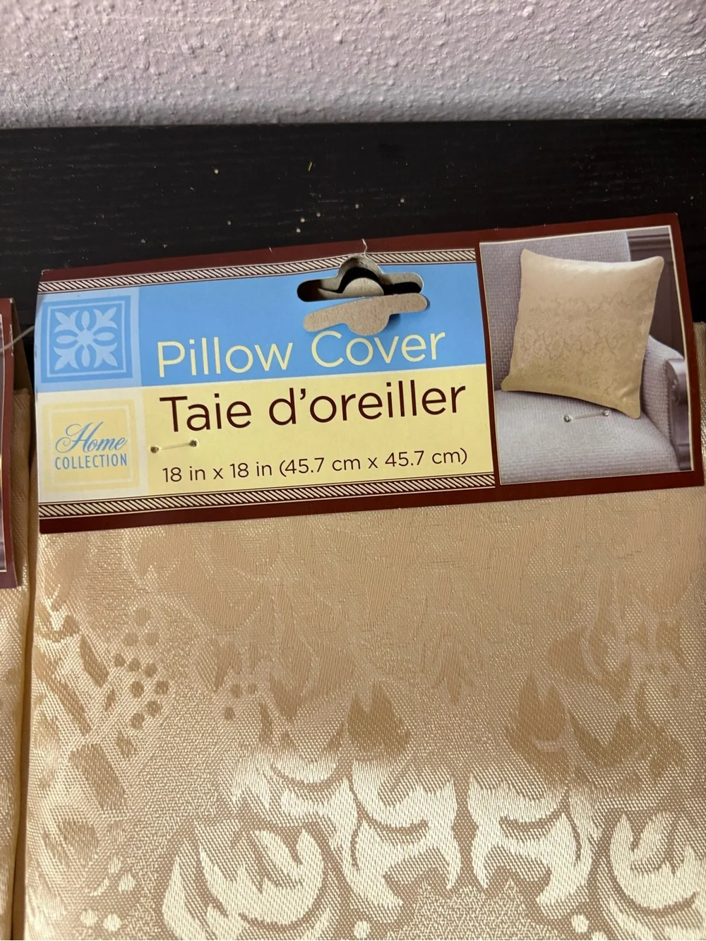 Set of 3 Champagne Gold Floral Damask Decorative Throw Pillow Covers